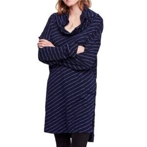 Free People Blue Stripe Gotta Have It Striped Tunic Sweater Sz.L NWT